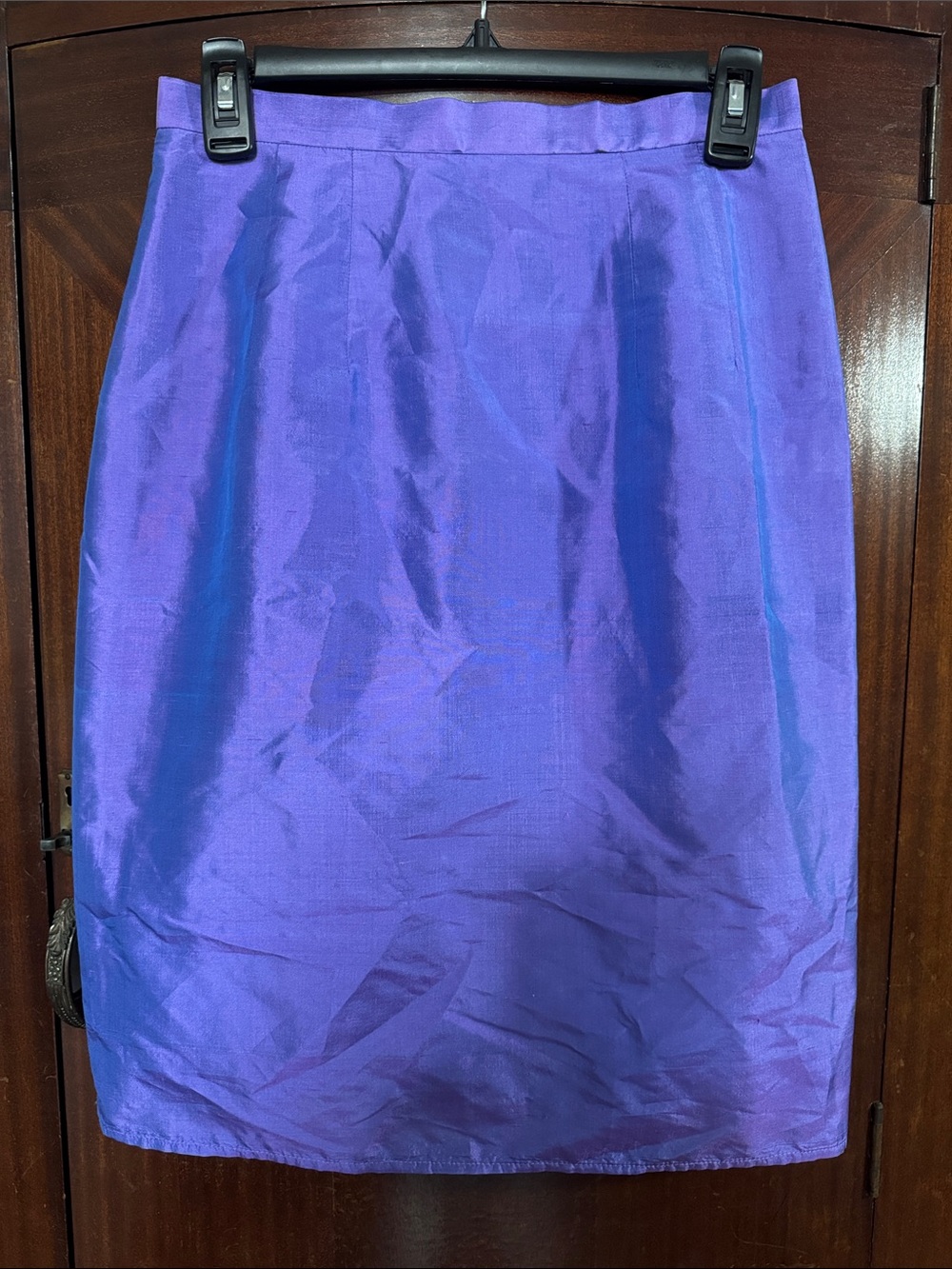 Vintage 100% raw silk purple pencil skirt